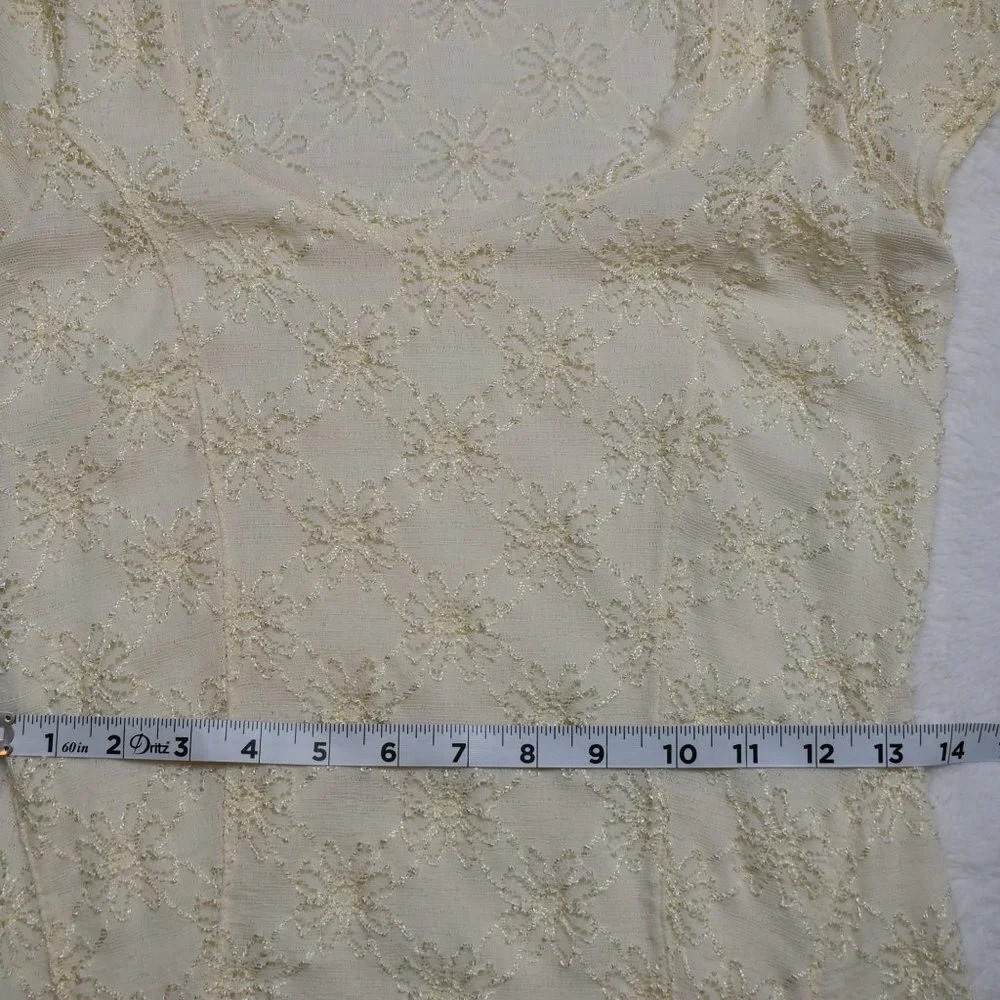 Free People Dress Daisy Lace Sz M Mini Floral Stretchy Neutral Cottagecore Boho - Picture 12 of 15